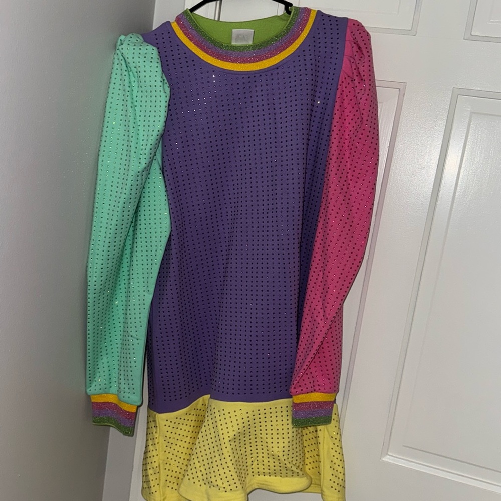 NWOT Queen Of Sparkles COLORBLOCK RHINESTONE DRESS